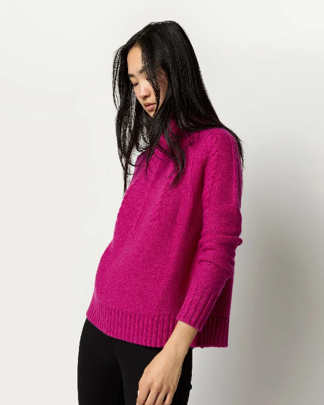 Elsey Funnel-Neck Sweater in Magenta Cashmere