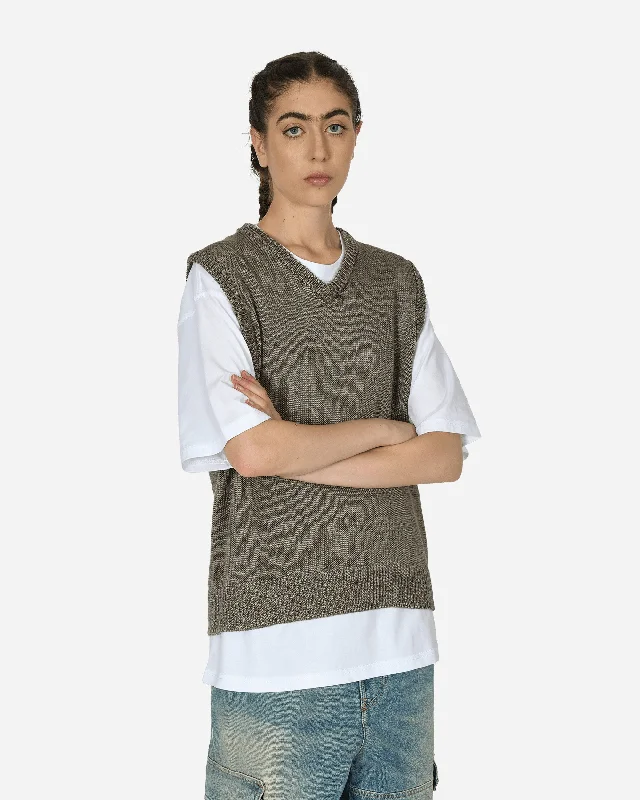 Loose Knit Linen Vest Stone