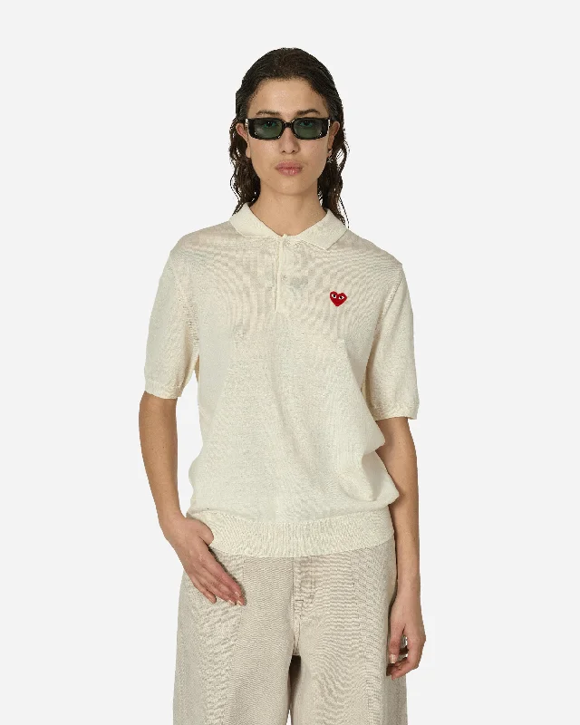 Red Heart Polo Sweater Off White