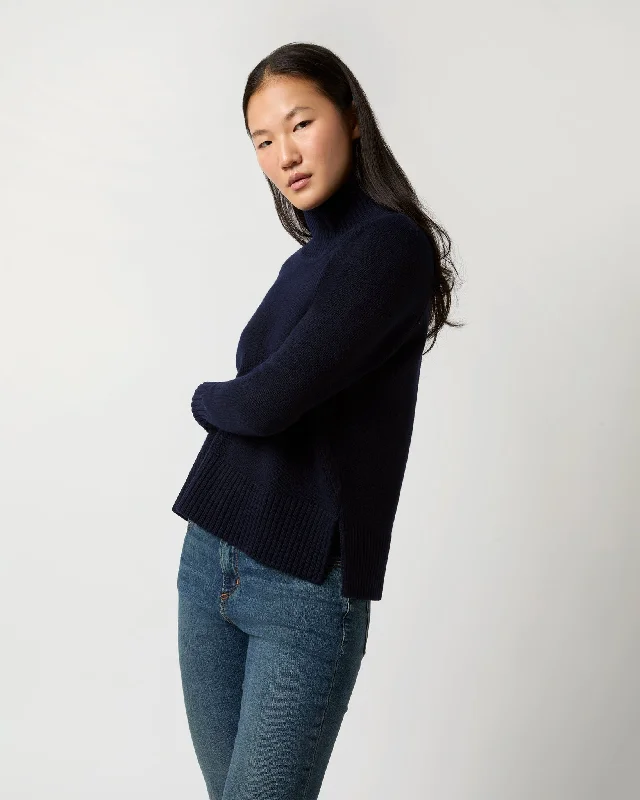 Lisette Turtleneck Sweater in Navy Cashmere