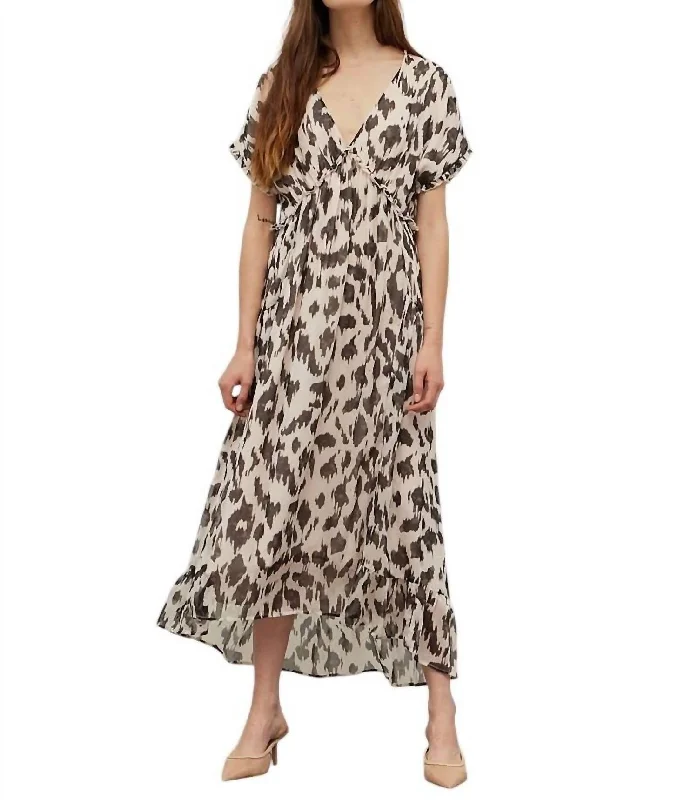 Chiffon Midi Dress In Animal Print