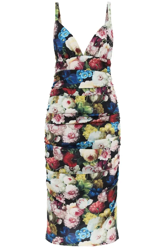 Dolce & Gabbana Women's Nocturnal Flower Draped Midi Dress