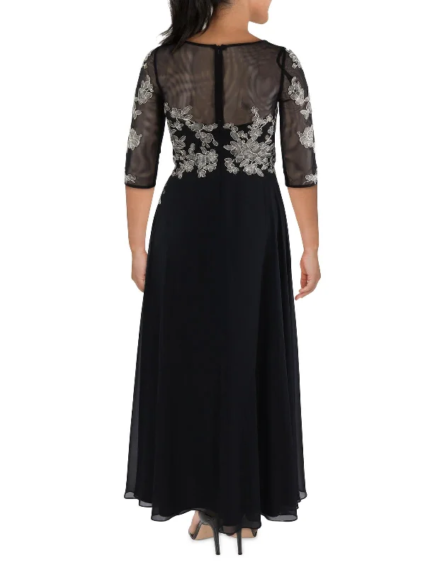 Womens Embroidered Long Evening Dress