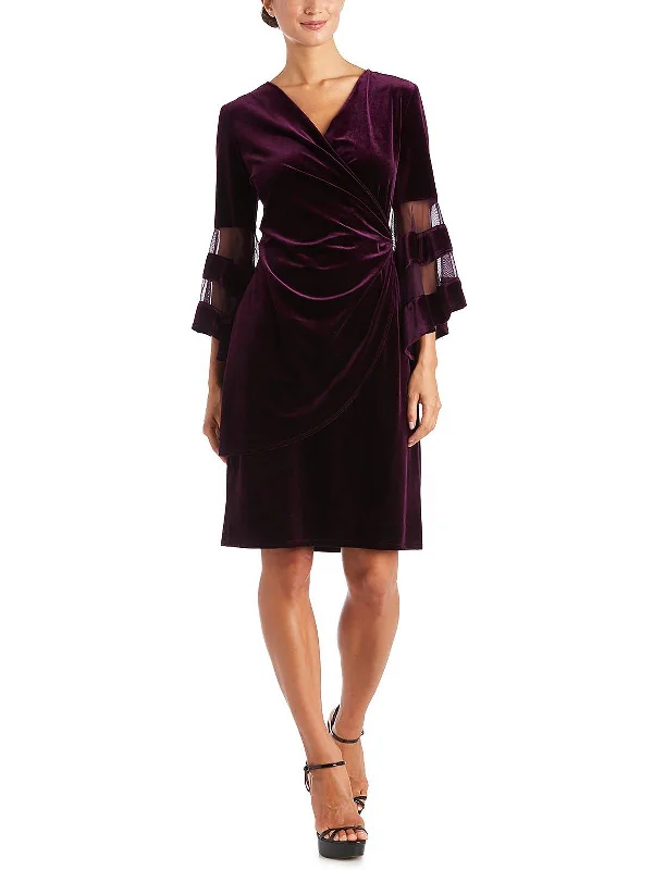 Womens Velvet Embellished Cocktail and Party Dress