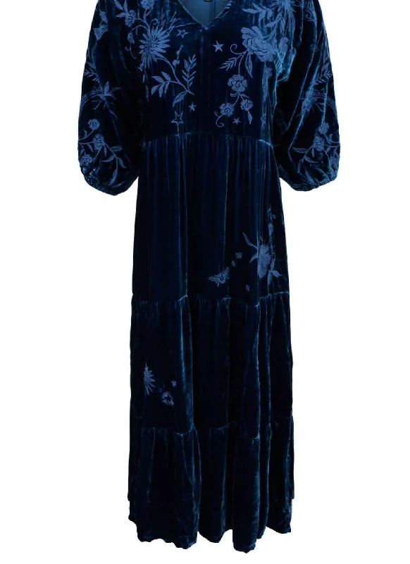 Women's Torine Velvet Midi Dress In Velvet Blue