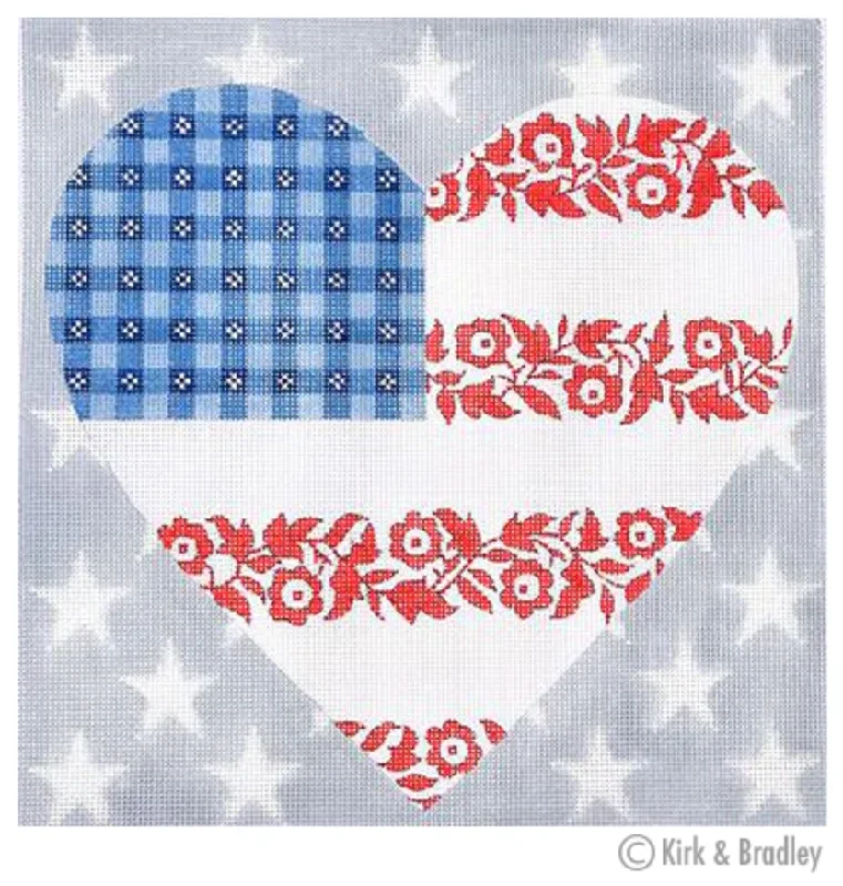 KB250 Floral Flag - Stars and Stripes Heart