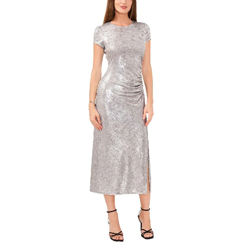 Womens Metallic Midi Cocktail And Party Dress