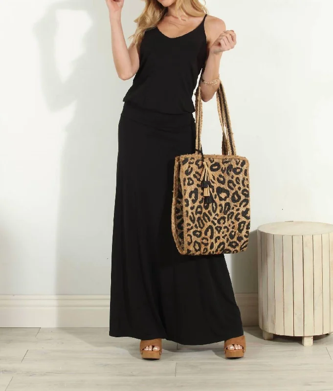 Stretch Drop Waist Maxi Dress In Black