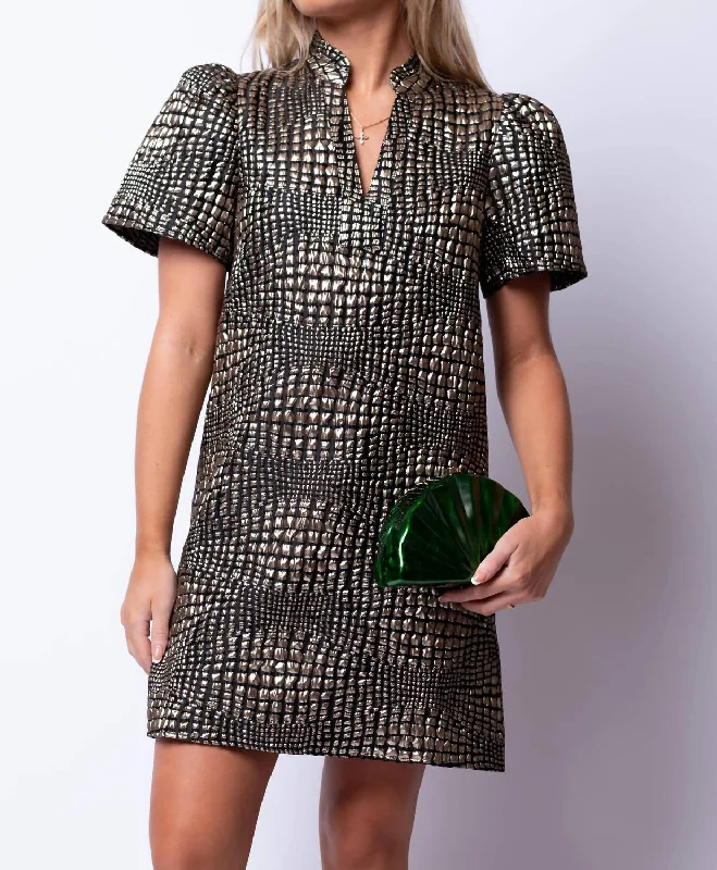 Metallic Touch Mini Dress In Black