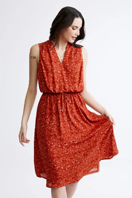 Robe midi sans manches imprimé floral - Femme