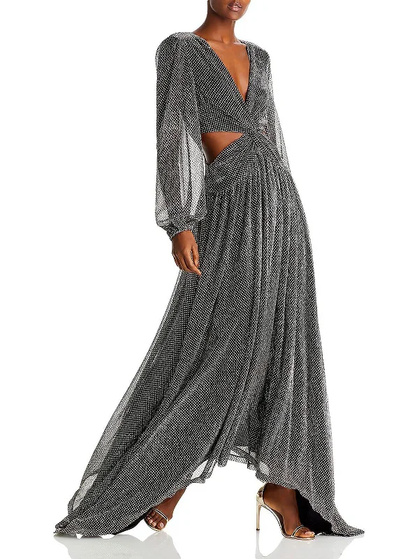 Lebron Womens Metallic Gathered Evening Dress