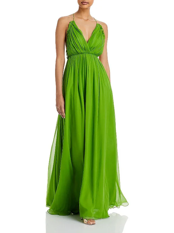 Cameron Womens Pleated Long Evening Dress