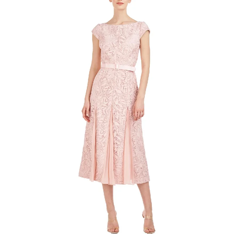 Womens Lace Cap Sleeve Midi Dress