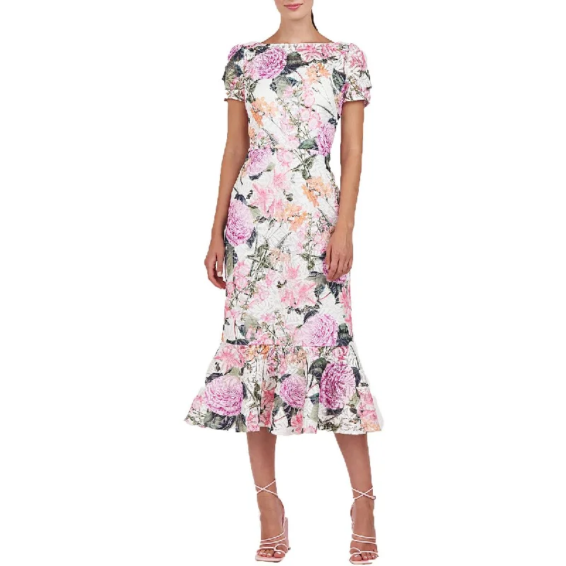 Fern Womens Lace Floral Midi Dress