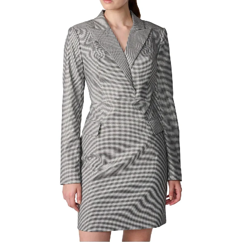 Womens Mini Houndstooth Wear To Work Dress