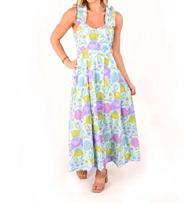 Empire Maxi Dress In Peony Party