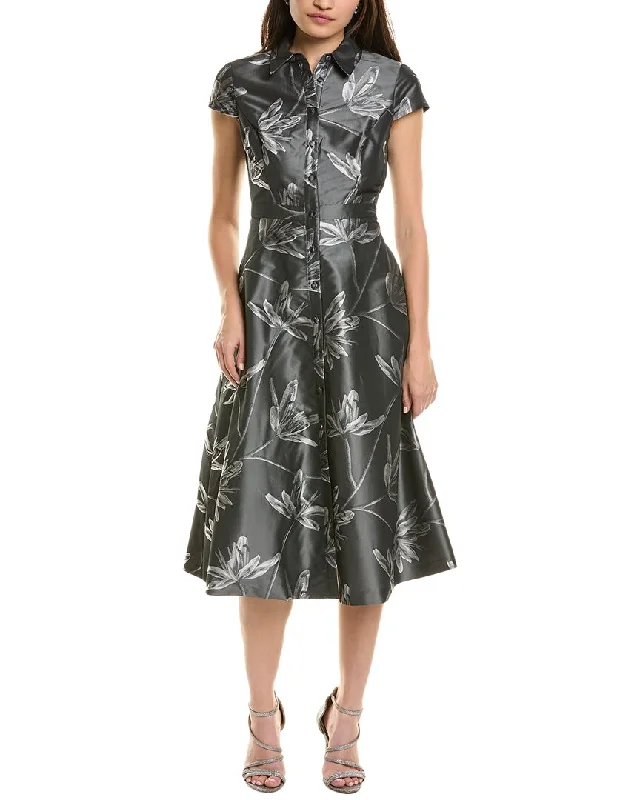 Aidan Mattox Floral Jacquard Midi Dress