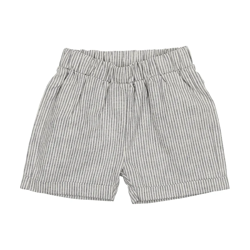 Analogie Linen Pull On Shorts - Blue Stripe