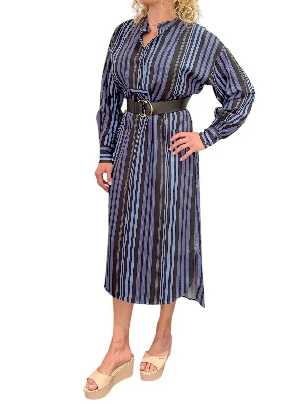 Dinka Midi Dress In Blue/black Stripe