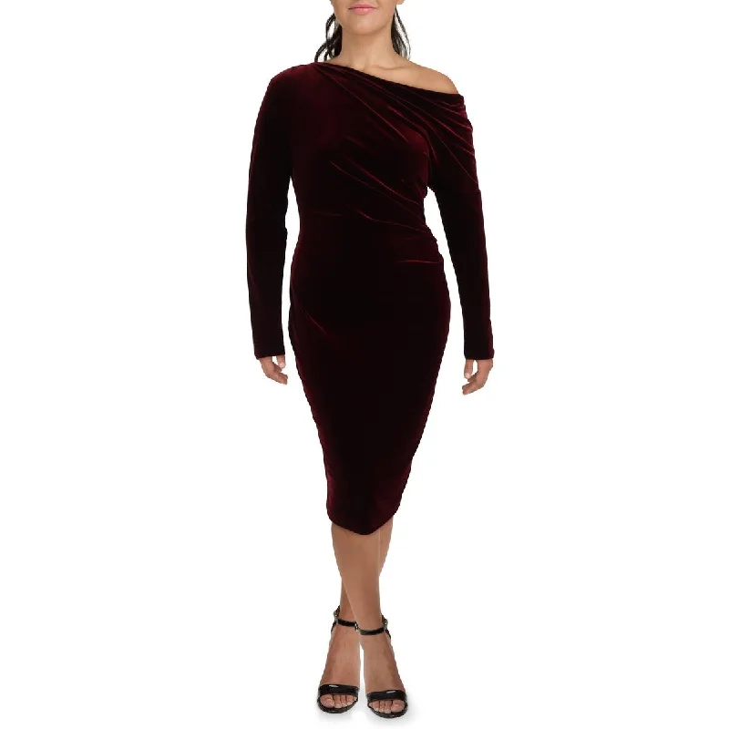 Womens Velvet Midi Cocktail And Party Dress