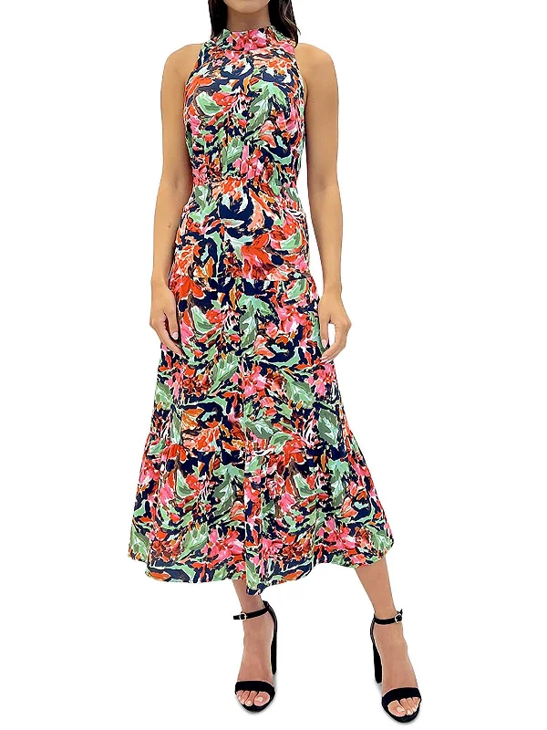 Womens Printed Long Halter Dress