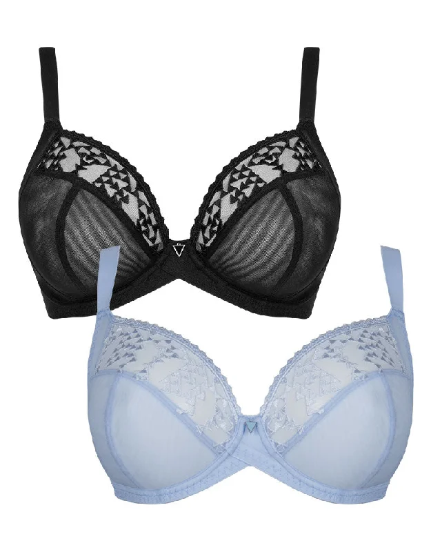 Curvy Kate Centre Stage Full Plunge Bra 2-Pack Black and Icy Blue