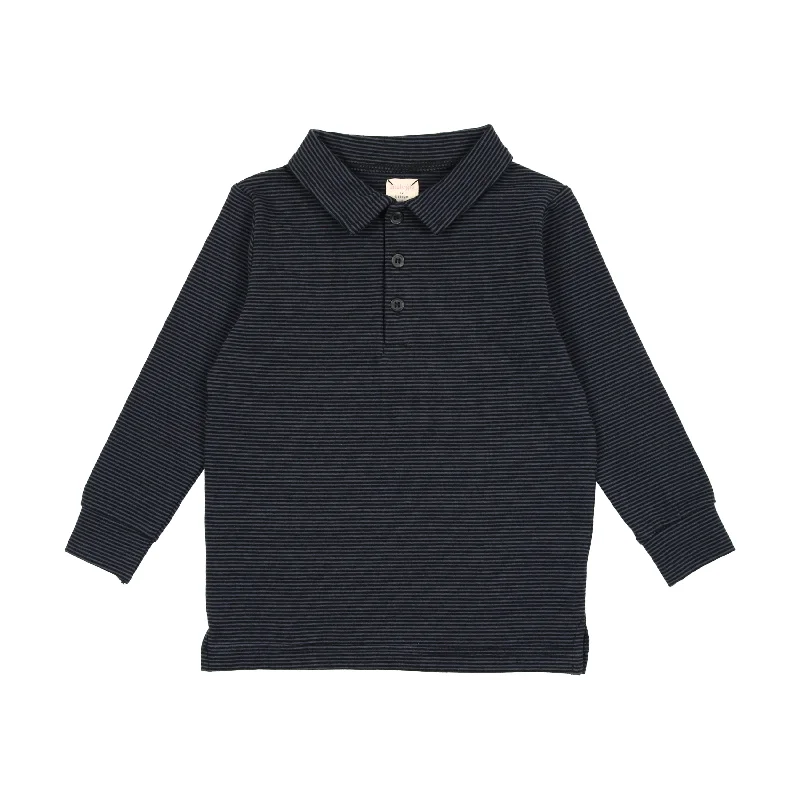 Analogie Tiny Stripe Polo - Black/Midnight