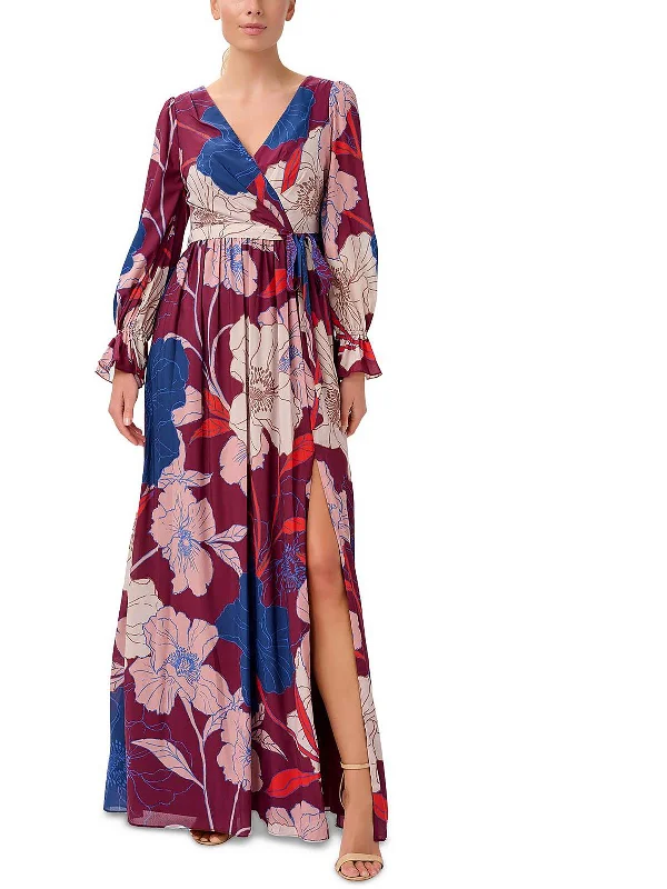 Womens Chiffon Floral Maxi Dress