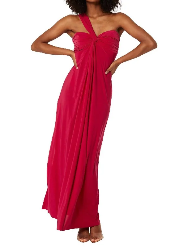 Thora Halter Maxi Dress In Fuschia