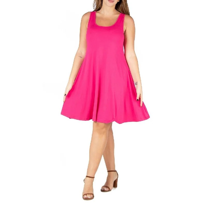 Plus Womens Sleevless Midi Fit & Flare Dress