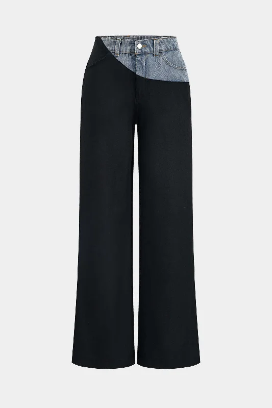 Denim Patchwork Pocket Trousers