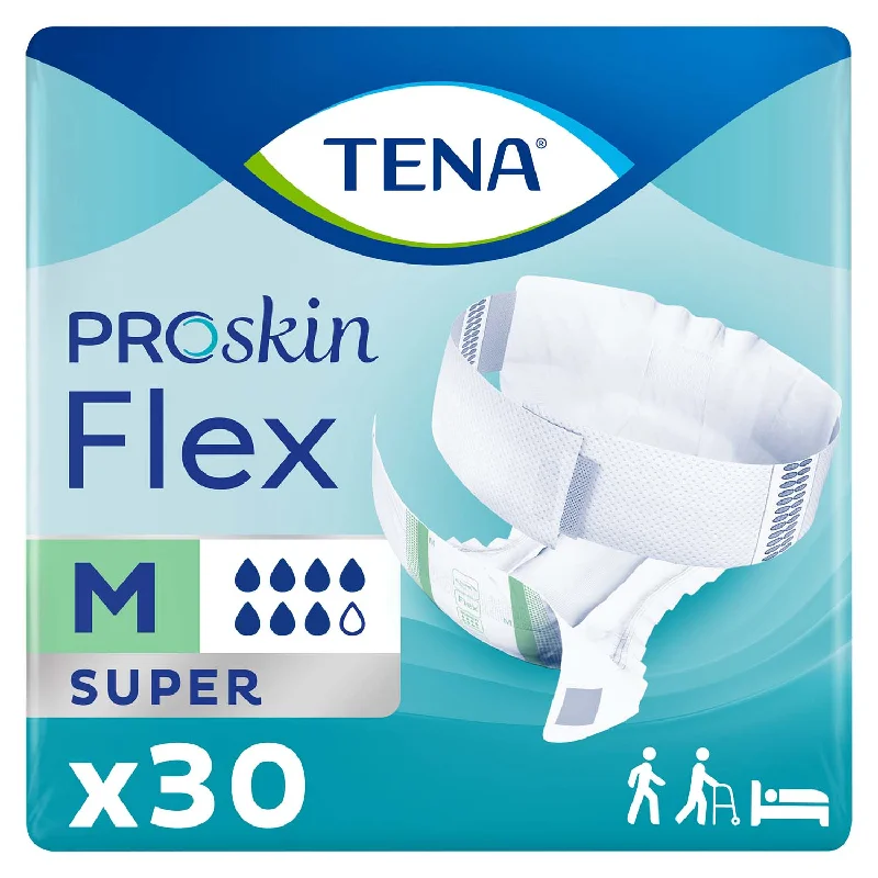 TENA ProSkin Flex Super Belted Incontinence Brief 28"- 42", Heavy Absorbency, Unisex, Medium