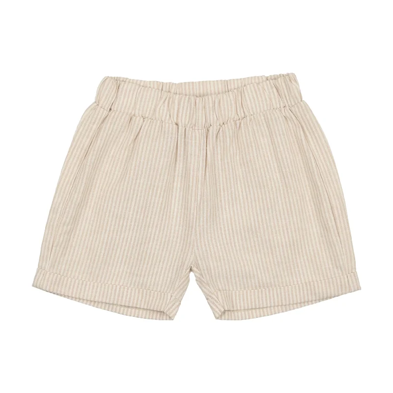 Analogie Linen Pull On Shorts - Oat Stripe