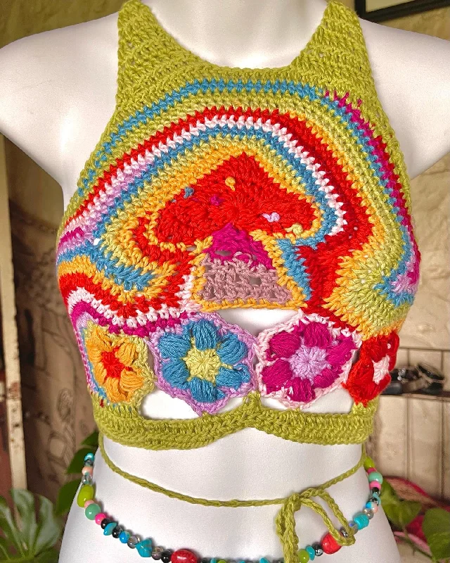 Trippy Rainbow Bby Halter Top