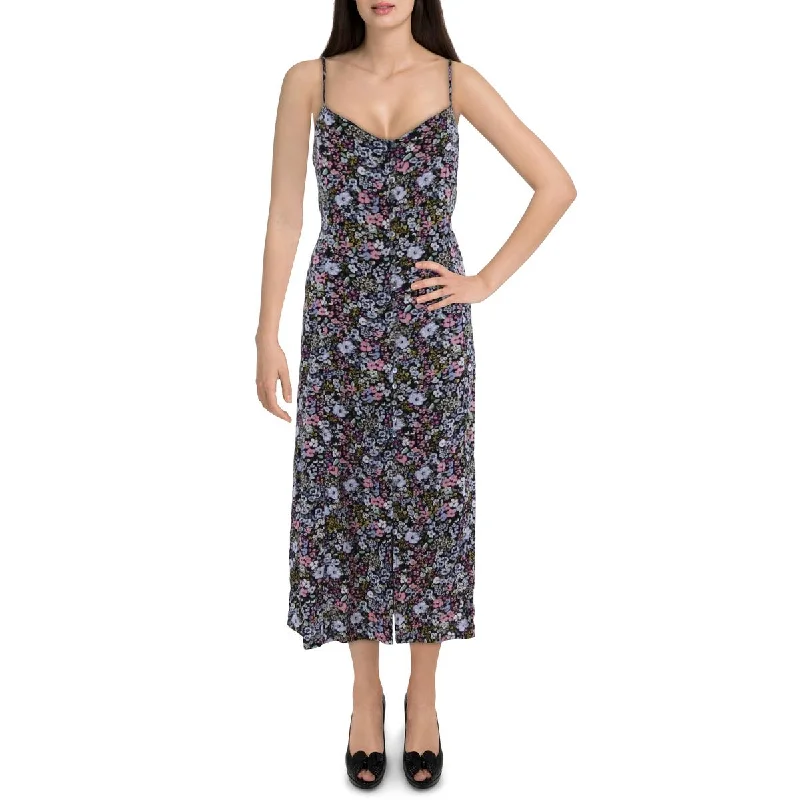 Womens Floral Print Long Midi Dress