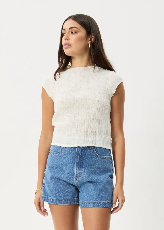 AFENDS Womens Focus - Seersucker Top - Off White