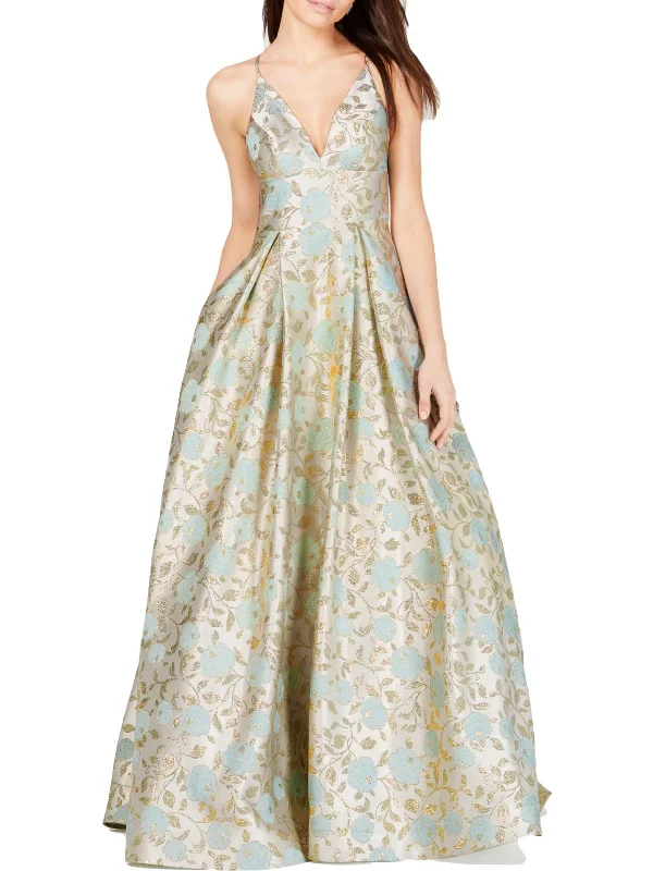 Womens Floral Print Evening Dress