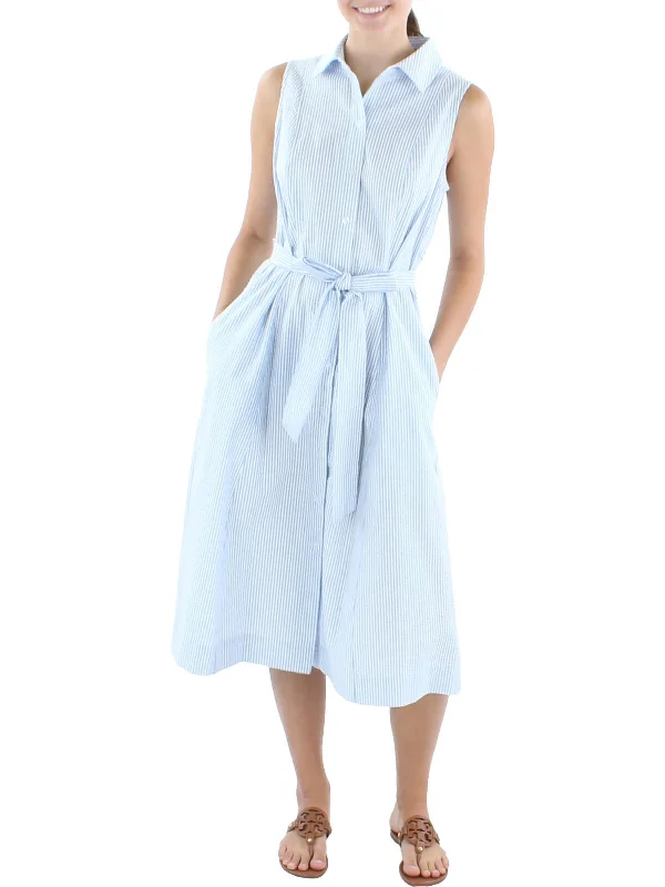 Womens Belted Long Shirtdress