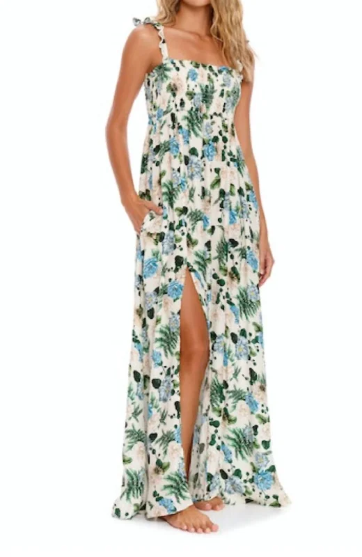 Leandra Aine Floral Maxi Dress In Ivory