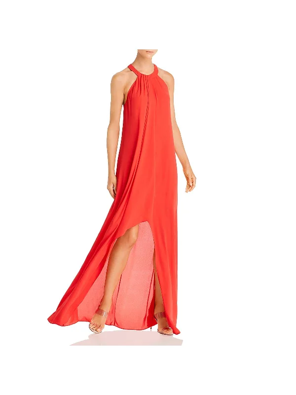 Womens Hi-Low Halter Formal Dress