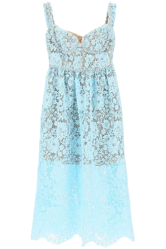 Self Portrait Women's Midi Dress In Floral Lace With Crystals