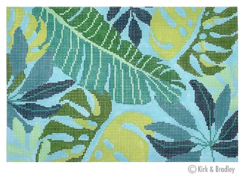 KB1404 Tropical Leaves Clutch - Blue