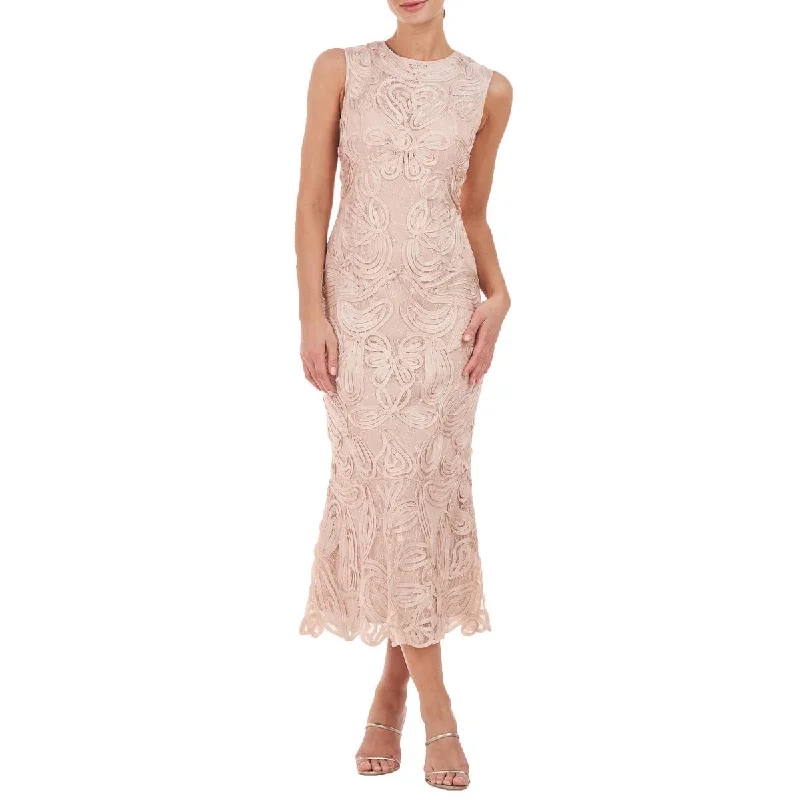 Womens Lace Embroidered Midi Dress