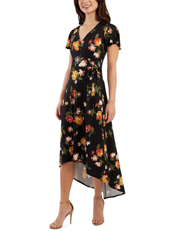 Juniors Womens Floral Hi Low Maxi Dress