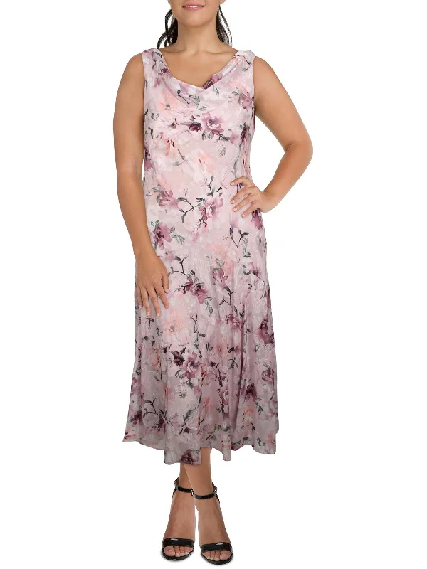 Womens Floral Print Maxi Evening Dress