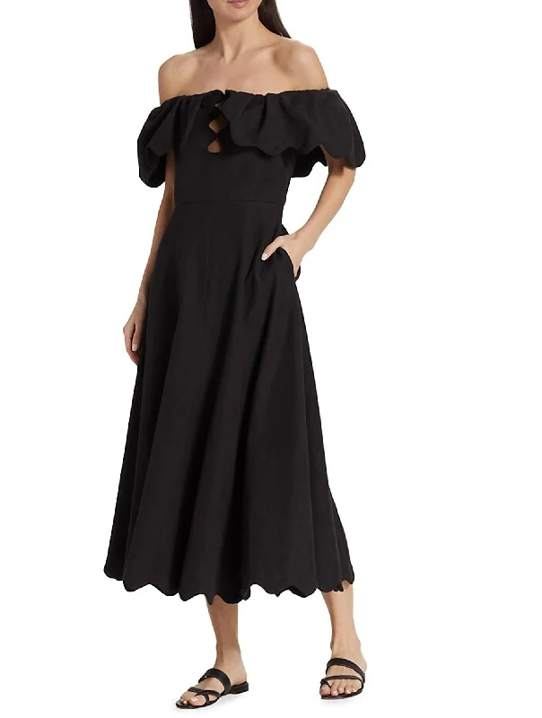 Women's Leona Strapless Off The Shoulder Midi Dress In Black