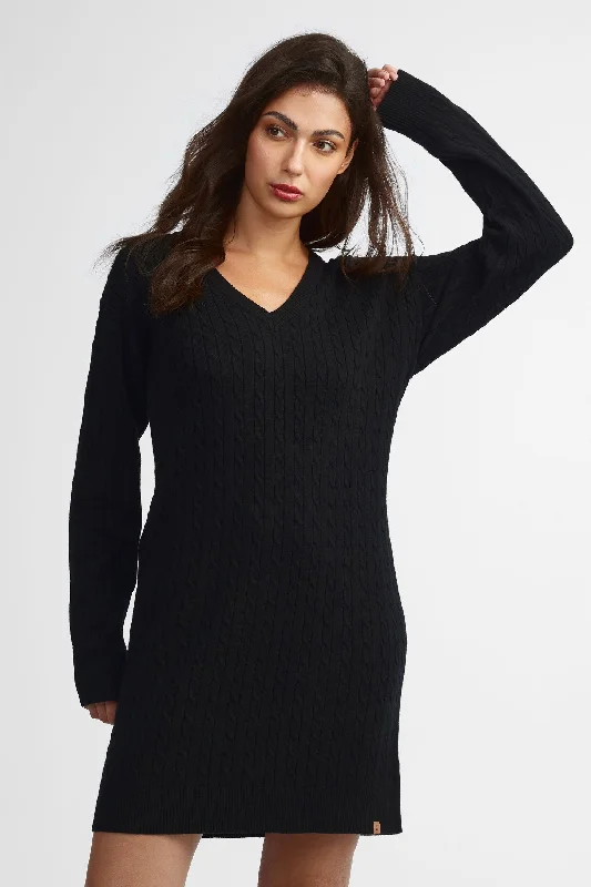 robe col en V tricot câble - Femme