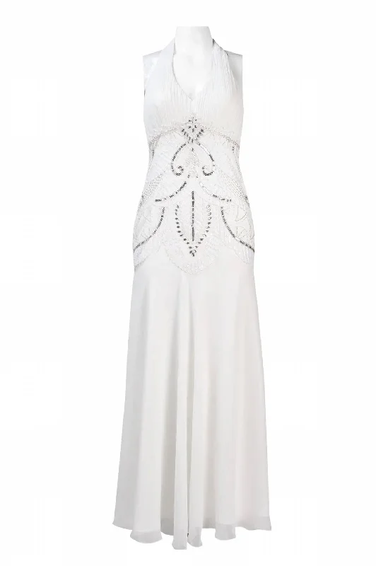 Embellished Long Evening Dress In White