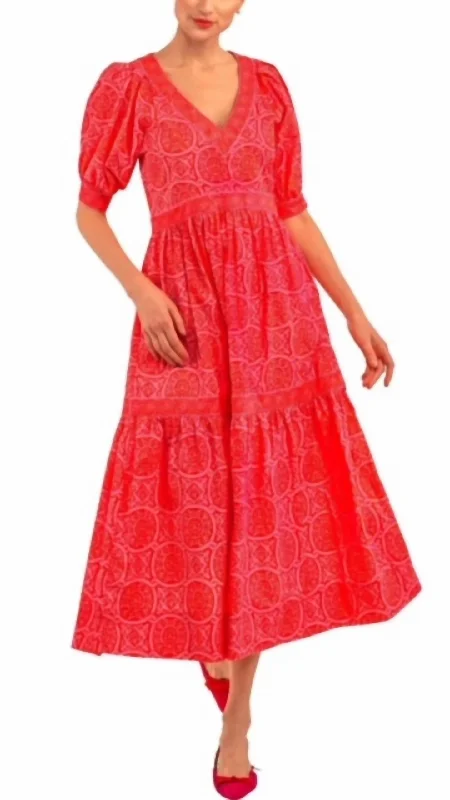 Viviers Dress Long In Pink/red