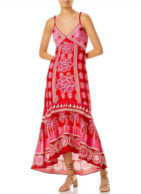 Summer Sunrise Red Maxi Dress In Red Multi